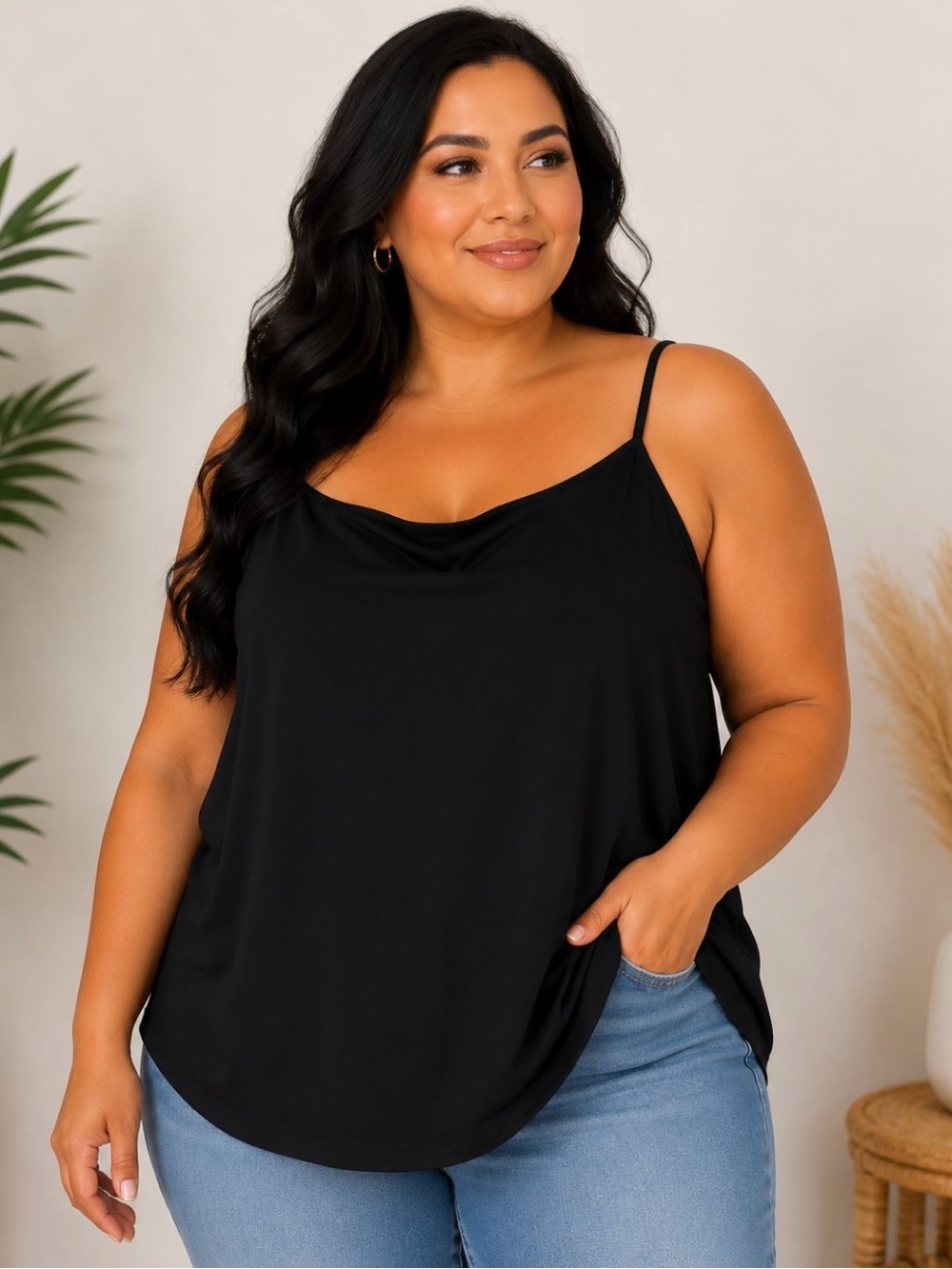 Lane Bryant Black Cowl Neck Plus Size Cami